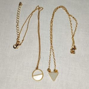 🌻$5! 2 Goldtone Necklaces w/ White Pendants
